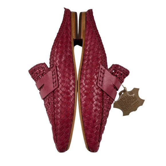 Bertuchi Genuine Leather Slip-On Mules Flats Loafers Woven Dark Pink Size 38 - Picture 6 of 16